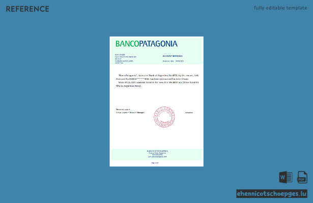 Argentinische Bancopatagonia-Referenzmuster-Vorschau